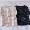 Japanese Style Tail Round Neck Pullover Ribbon Short Sleeve Shirt Women's Western Style Youthful-Looking Shirt Professional Commute Bottoming Shirt