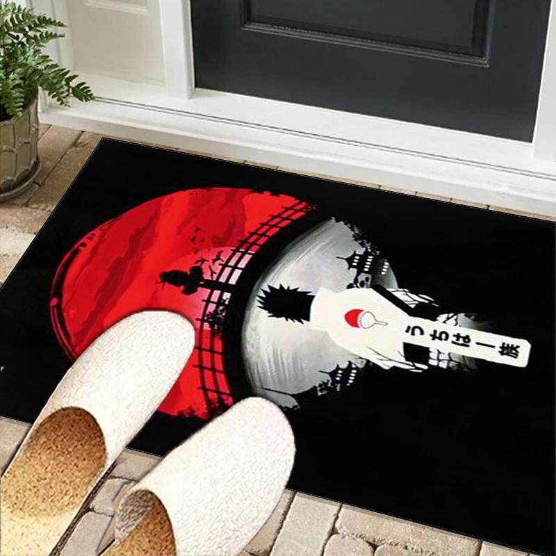 Anime Red Clouds On Black Background Office Rug Chair Mat, Game Carpet, Suitable for Front Door, Bedroom, Living Room, Desk, Holiday Gift
