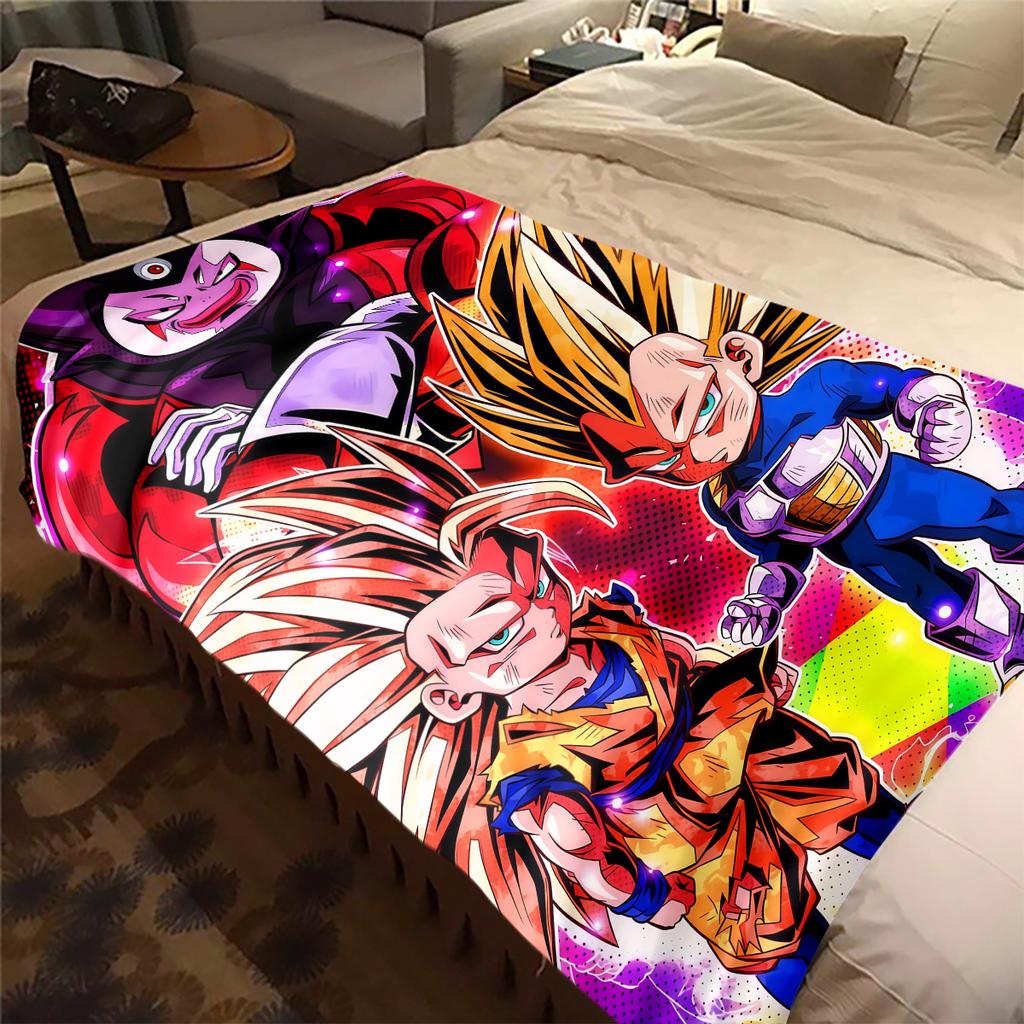 1PC Son Goku  Print Flannel Blanket, High Quality All Seasons, Home Decor, Warmth and Comfort, Perfect for Christmas Gifts