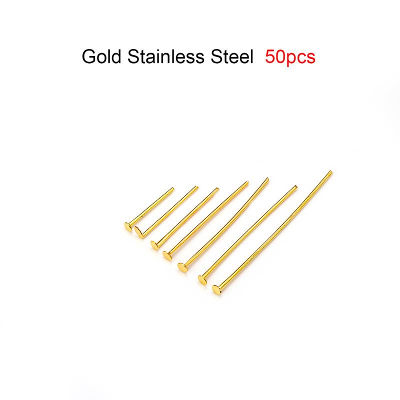 50-100pcs Stainless Steel Flat Head Pins Gold Silver Plated Ball Head Pins Eye Needle For Jewelry Making DIY Earring Accessories