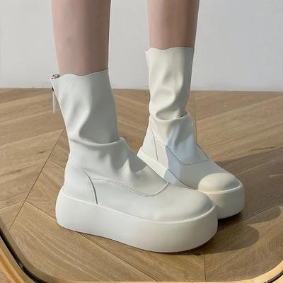 Moda 2024 jesień nowe czarne Damskie Botki Modne Retro wysokie Damskie Buty z Okrągłym Noskiem na Niskim Obcasie z Klamrą Paska Krótkie Botki