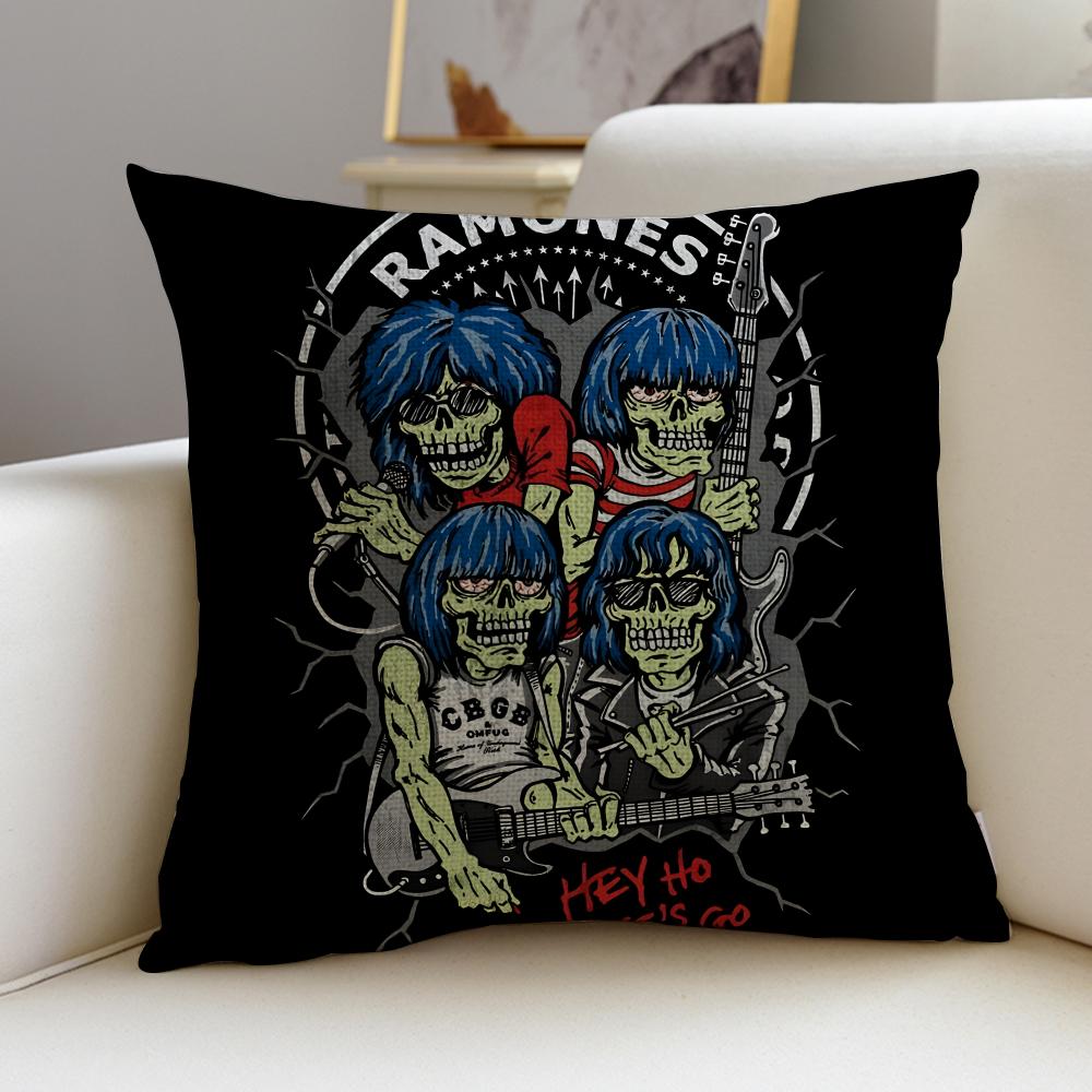 Punk RRamonesS Cushion Cover Breathable and skinfriendly linen pillowcase square removable and washable cushion
