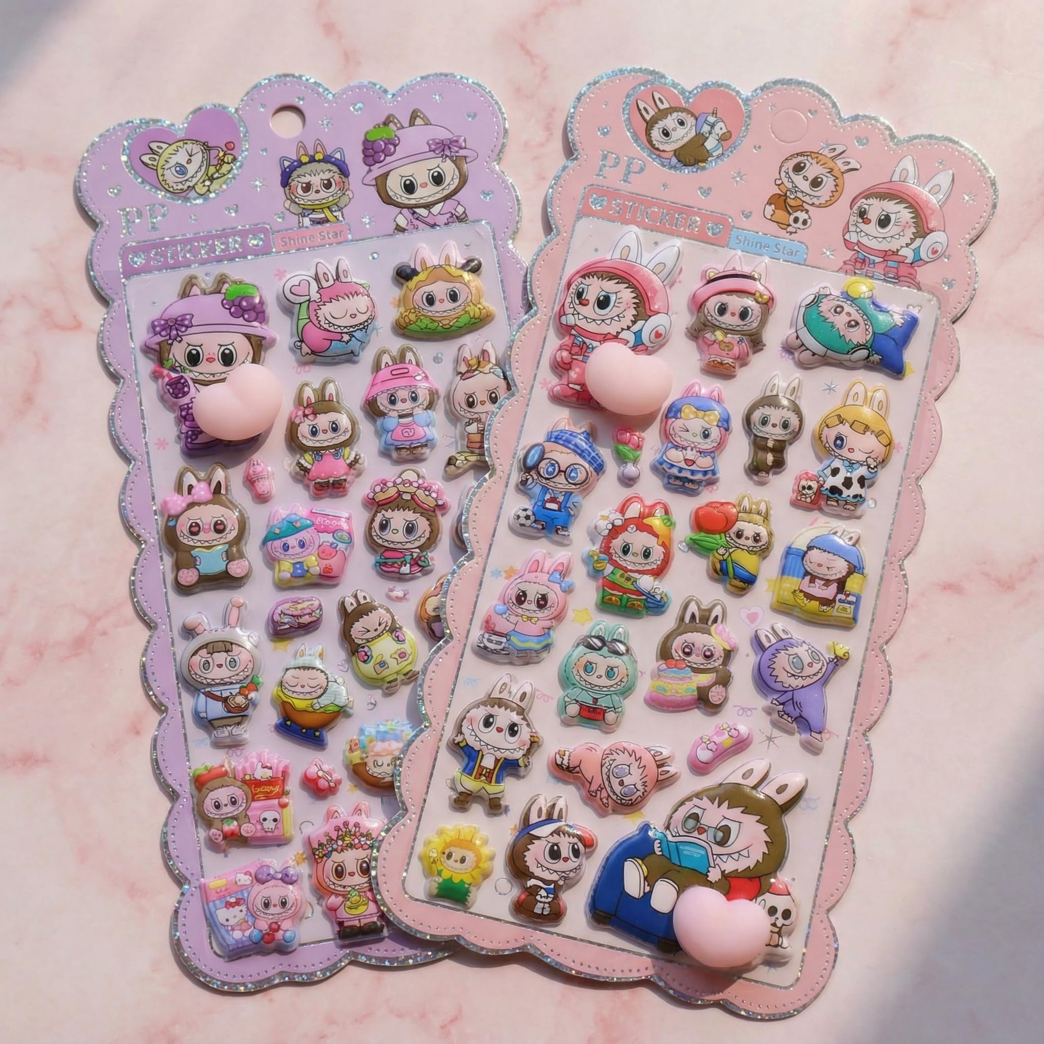 Ninrikidy Butt Puni Puni Seal Puffy Character 3D Embossed Notebook Stickers Set B Glitter Kids Girls Adults Decor