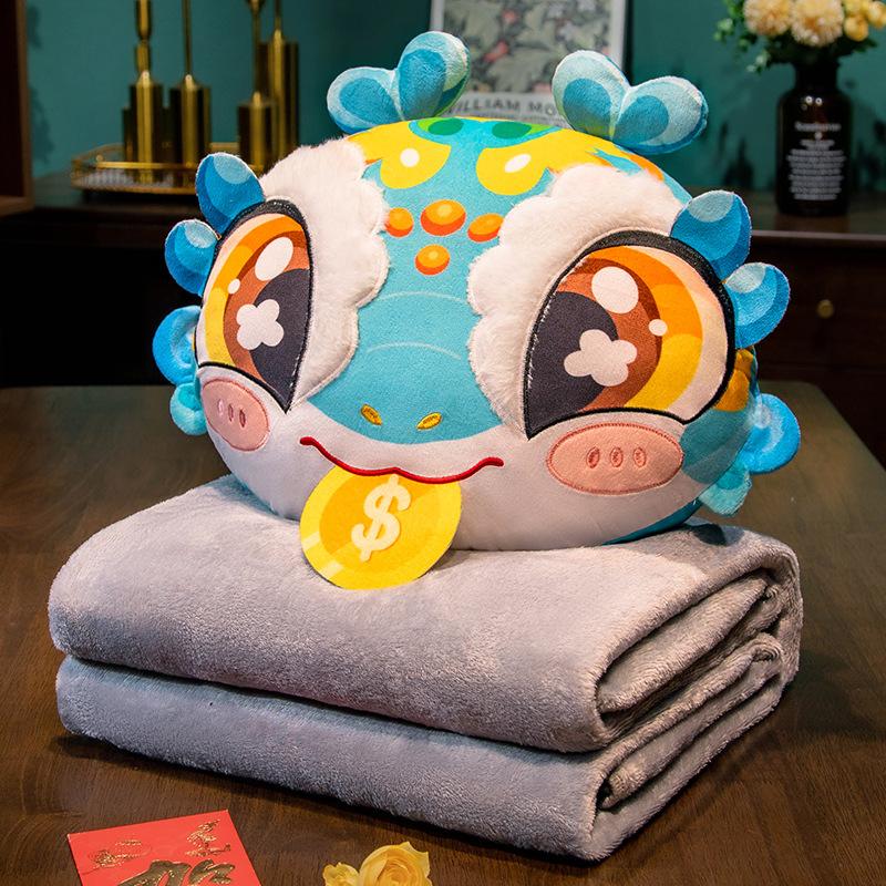 2-in-1 Plush Pillow Flange Plush Blanket,Cartoon Warm Hand Doll Office Nap Leg Cover Artifact Soft Comfortable Storage Design