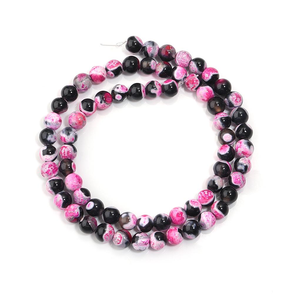 

6/8/10mm Natural Stone Hot Pink Fire Agate Beads Round Loose Beads For DIY Jewelry Making Crafts Bracelet Necklace Accessories