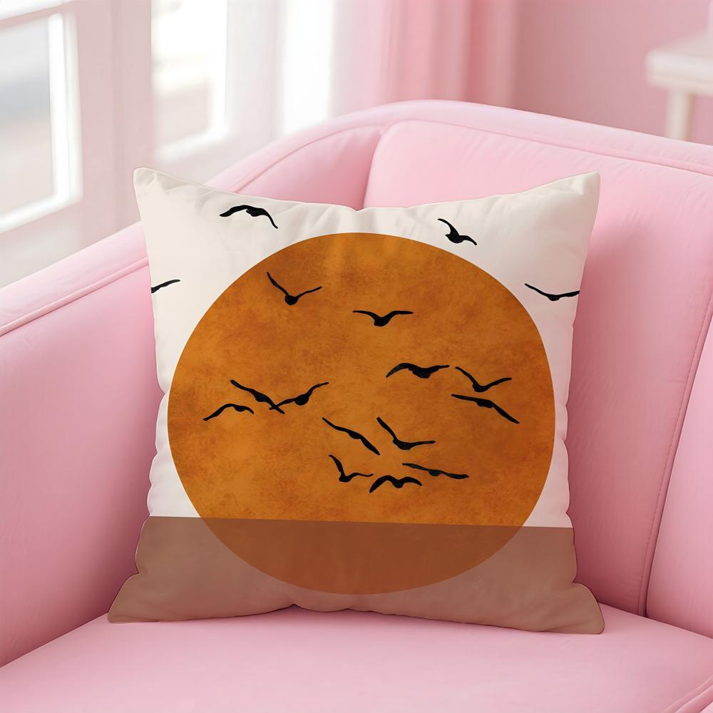 Geometric Square Warm Color Modern Simplicity Cushion Cover Pillow Case Soft Friendly Fabric  Concealed Zipper