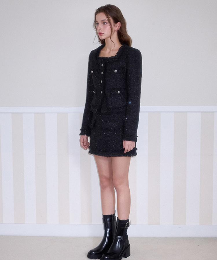 Rose Franz Spangle Pocket Mini Skirt [Black]