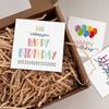 50PCS Creative Colorful Happy Birthday Cards Paper Sqaure Greeting Cards Blank Back Balloon Dots Pattern Message Cards Package