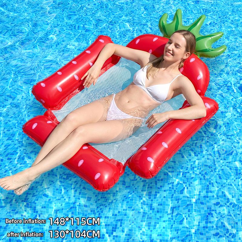 Foldable Fruit Print Floating Water Hammock Lounger Inflatable Pool Float Bed Chair for Summer Home Swimming Pool Lake Beach