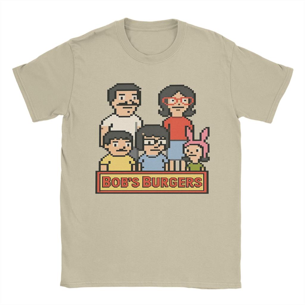 Bobs Burgers Family Shot & Teddy Logo  Tshirts Men Cotton Clothing Casual  Crewneck Short Sleeve