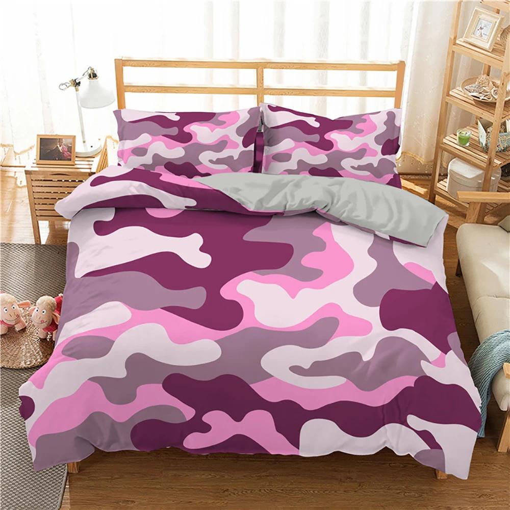 Kamuflasje Sengetøy Sett Gutt Tenåring Barn Abstrakt Dynetrekk med Putetrekk King Queen Twin Størrelse Polyester Dynetrekk 2/3 stk