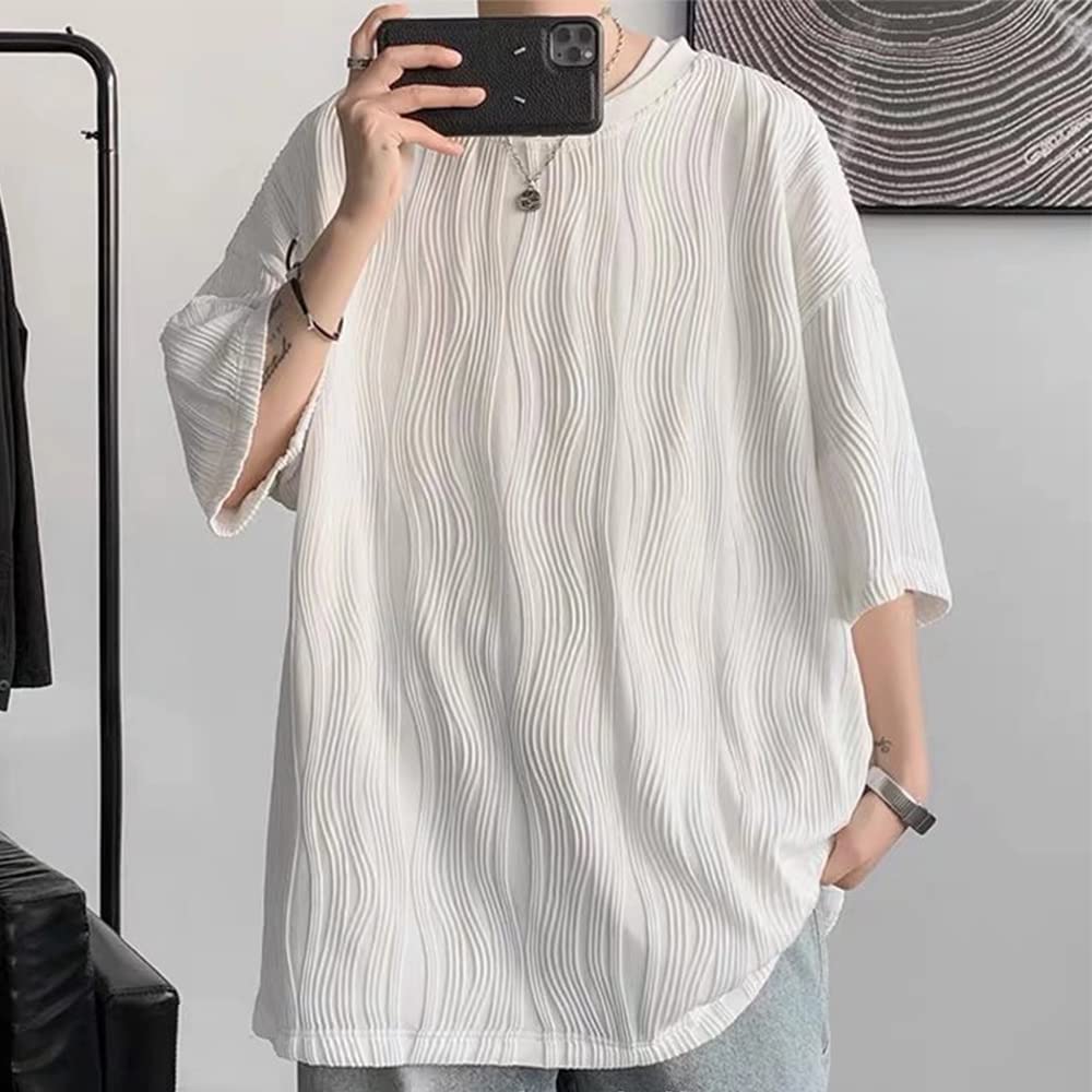 Summer Short Loose Large Big Round Soft To the [foveitaa] Clothes, Men's T-Shirt, Sleeve, Fit, Size, T, 5/8 Sleeve, Cool, Plain, Popular, Casual,