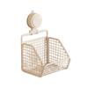 Suction Cup Wall Storage Basket with Iron Wire Frame for Kitchen Bathroom Countertop and Sink Side Storage Use