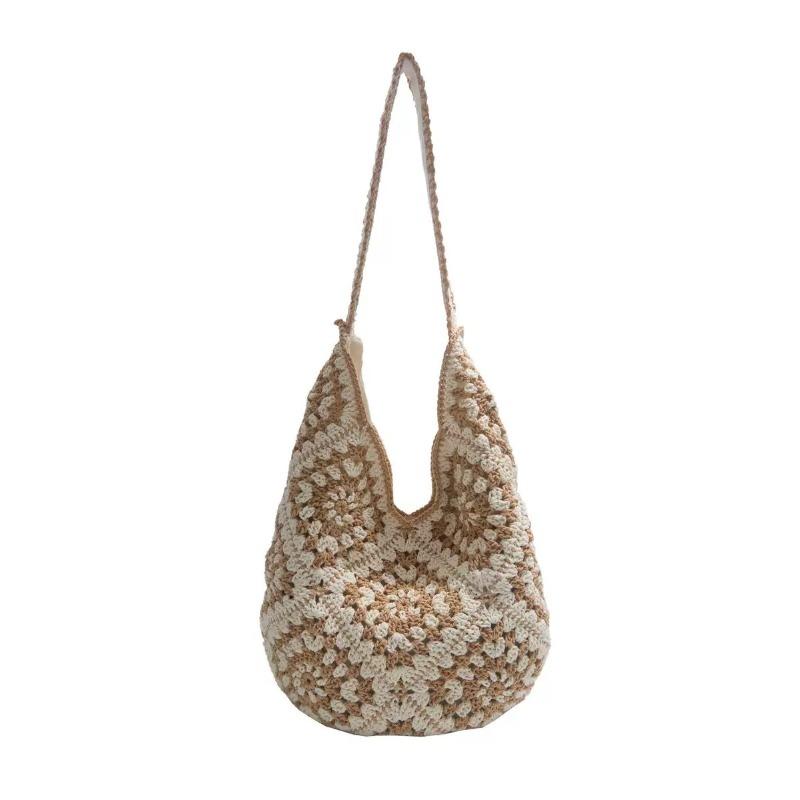 

New summer versatile hand-woven bag large-capacity tote bag vacation beach bag single shoulder straw bag women Magnetic Buckle слюда