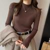 Fashion Solid Half High Neck Knitted Sweater Women Slim Fit Casual Elegant Pullover Sweaters Autumn and Winter Long Sleeve Knitwear Sweater Tops 24841