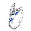 Original 925 Sterling Silver Hummingbird Butterfly Dragon Firefly Cat Dog Open Rings For Women Party Animals Series Jewelry Gift