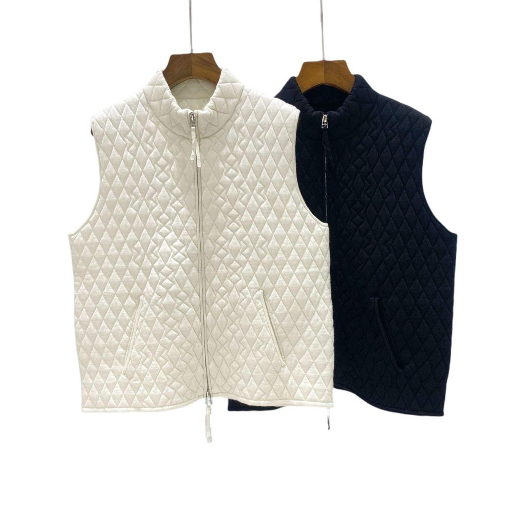 Nanyou Women's Diamond Pattern Wool Stand Collar Zipper Vest - Stylish & Versatile for Autumn/Winter Layering