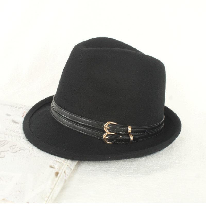 Autumn and Winter New Top Hat Women's British Retro Woolen Hat Belt Felt Hat Fashionable Jazz Hat Trendy and Versatile