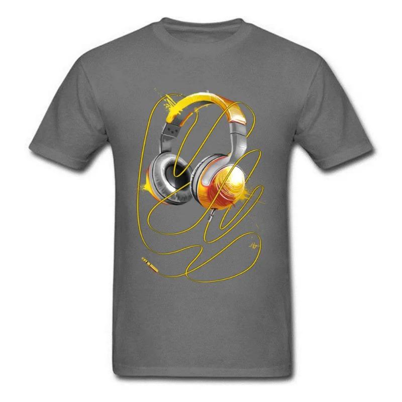 Hip Hop Dance Music T-Shirt Turn Me on Free Ship Short Sleeve 100% Cotton Men's T Shirts Rock Headphone T Shirt Top Quality T-Shirts Men’s