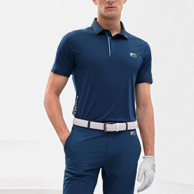 Fila Athletics SS22 Color Block Knitted Golf Logo Sports Casual Short Sleeve Polo Shirt Men Polo Shirts A11M235143F-ZA