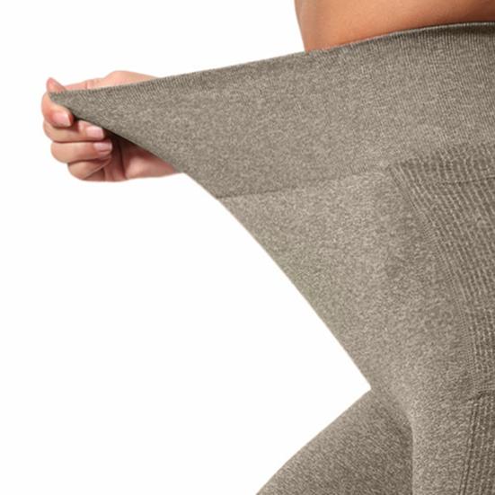 Yogabroek voor dames, hoge taille, effen kleur, geribbelde legging met zijzak, 3D-stijl sportbroek