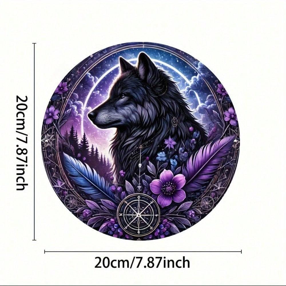 Mystical Wolf Head Metal Wall Sign Vintage Tin Plaque 8x8 inch for Bar Garage Man Cave Home Decor