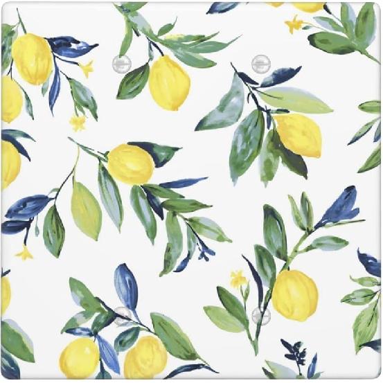 Yellow Lemon Light Switch Cover Single Switch Plate Covers 1 Gang Toggle Wall Plate, Decorative Lightswitch Cover Plate for Bathroom Kitchen, 4.50 x 1 Gang Blank Wall Plate