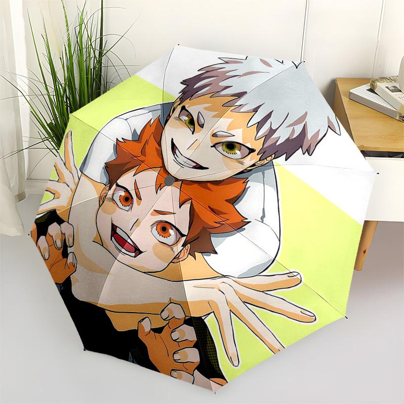 

1pc Outdoor Umbrella with Jujutsu Kaisen Design - Automatic Opening/Closing Umbrella with Portable Tri-Fold Design, 8-Rib Iron Frame, Perfect Gif