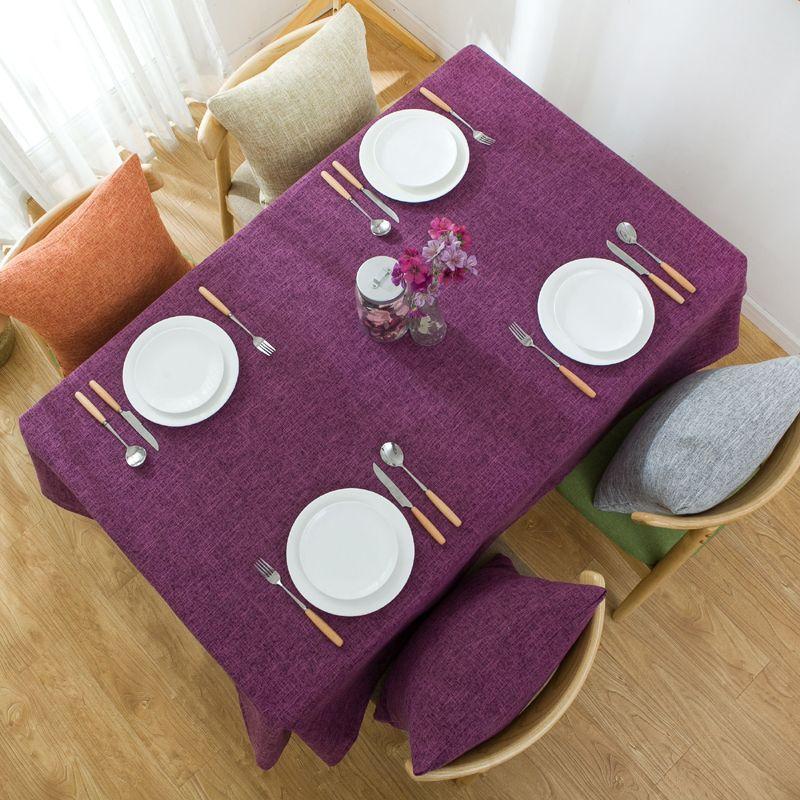 

Thickened Linen Nordic Simple Pure Color Tablecloth Tablecloth Coffee Table Dining Table Fabric Long Square American Pastoral Cotton Linen Flax purple 60*60cm