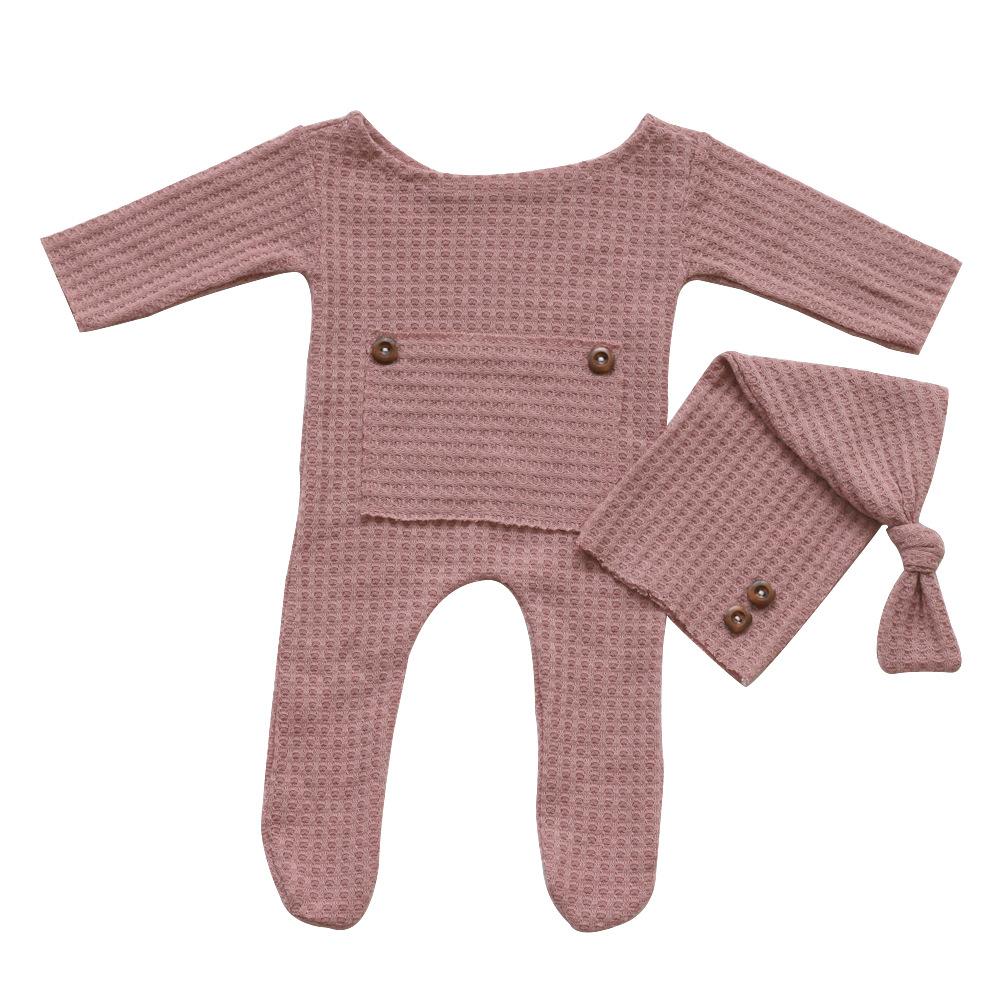 Newborn Photography Clothing Baby Soft Houndstooth Knitted Long Tail Hat Jumpsuit Set, Interesting and Beautiful