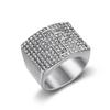 New 316 Stainless Steel/Titanium Steel Gold-Plated Full Diamond Cross Hip-Hop Men's Ring