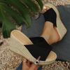 Sandalias de Plataforma para Mujer Alpargatas sin Cierre Calzado Deslizante de Cuña Cómodas Sandalias Deslizantes de Punto Sandalias de Cuña Casuales Zapatos de Tacón para Vestido de Playa de Verano para Mujer
