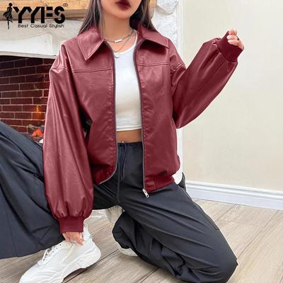 Women's Fashion Casual Solid Color Print Autumn Winter Long Sleeve POLO Neck Jackets & Coats