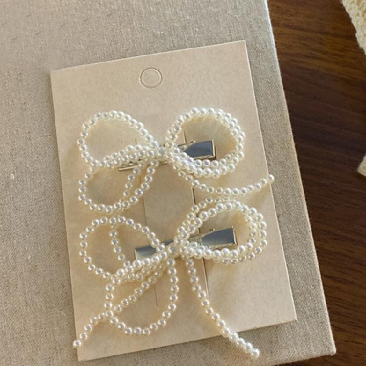 2PCS Hair Clip Artificial Pearls Flower Hairpin Side Bangs Clip Shopping Sidepin Side Pin Lady Hair Styling Tool