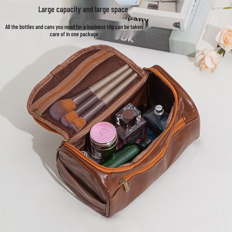 Men's Large Capacity PU Waterproof Toiletry Bag for Business & Travel