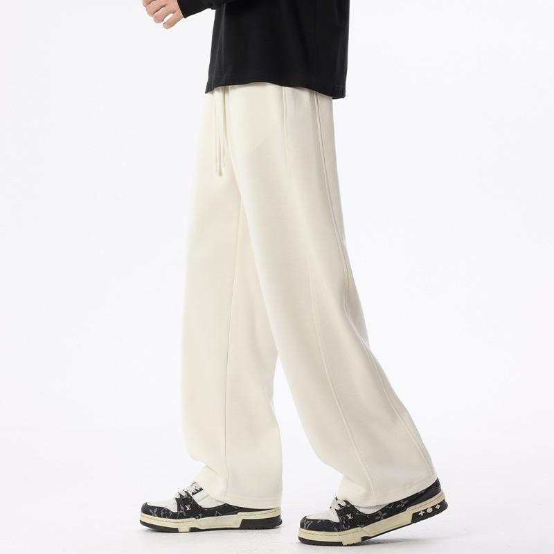 Pants Men's Autumn and Winter Heavy Loose Fleece Straight Casual Trousers Boys Trendy Sweatpants Sports Wide Leg Pants