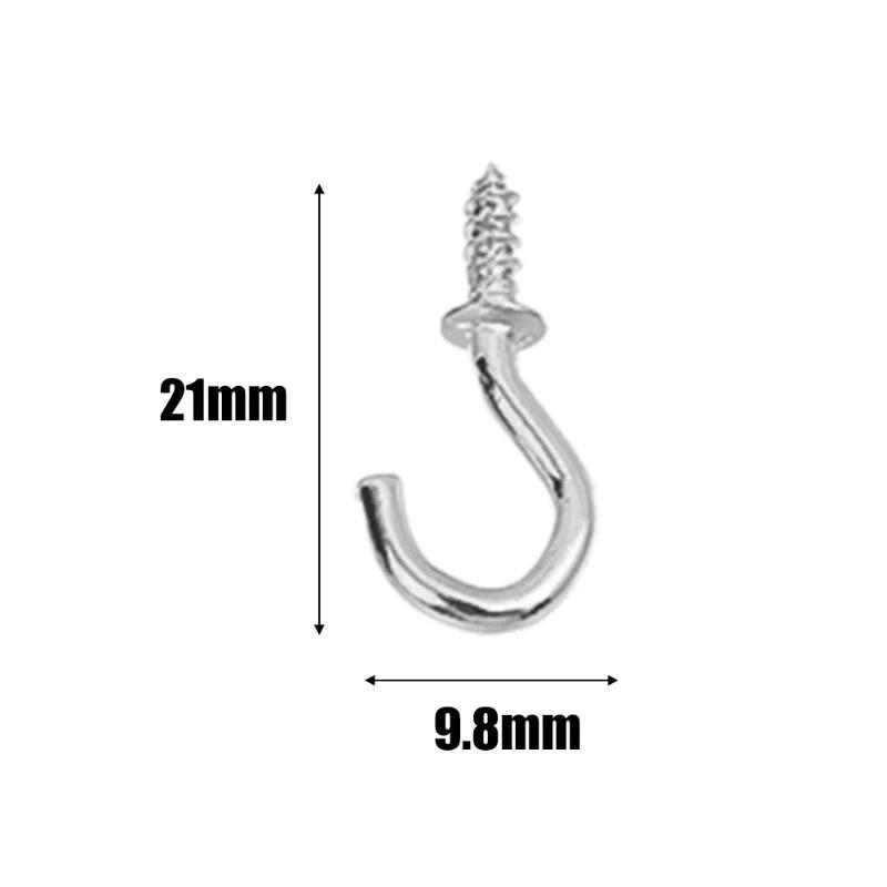 300/10Pcs Mini Screw Hook Multifunctional Wall MountIron Screw-in Hanging Plants Holder Ceiling Hooks Cabinet Keys Cup Hanger