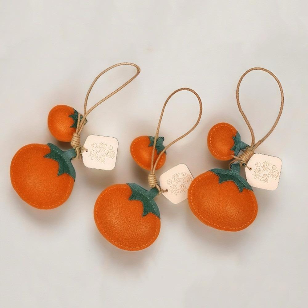 Soft Persimmon Keychain Funny Design Creative Key Ring Creative Leather Bag Pendant  Accessories