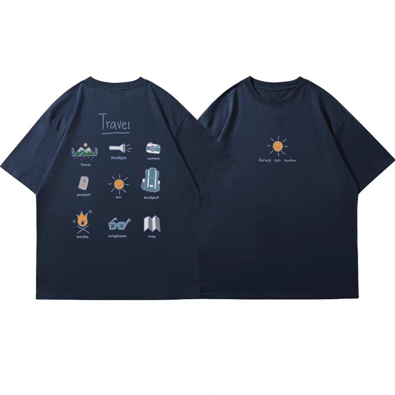 Black Travel Outdoor Camping Casual Brand Tshirt Cotton Graphic Tee Unisex Unisex Summer Streetwear