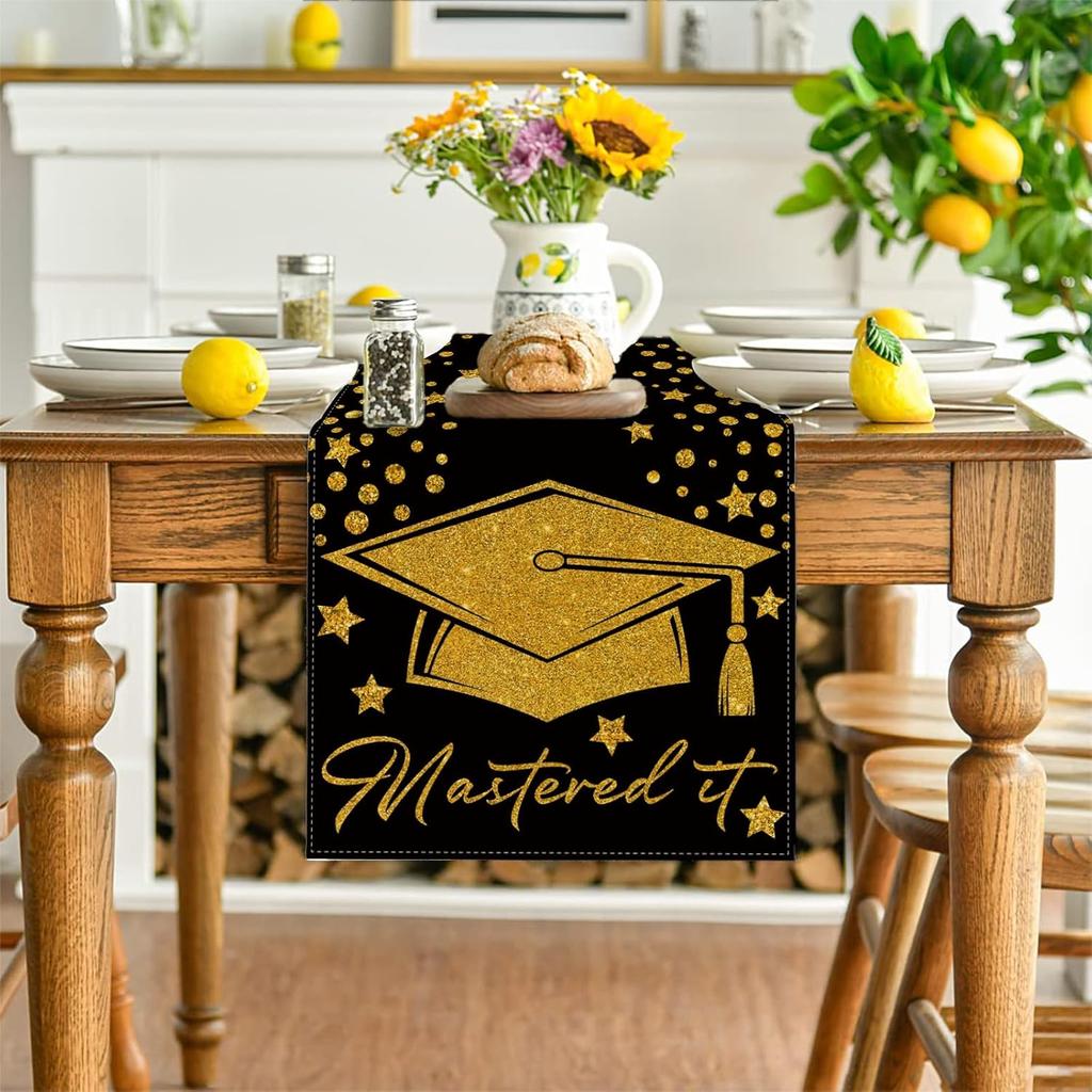 Mastered It Table Runner Graduation Decorations Class of 2025 Congratulations Grad Table Cover Mastered It Masters Graduation Decorations