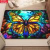 Stained Glass Butterfly Doormat Colorful Floral Art Bright Vibrant Garden Entryway Mat