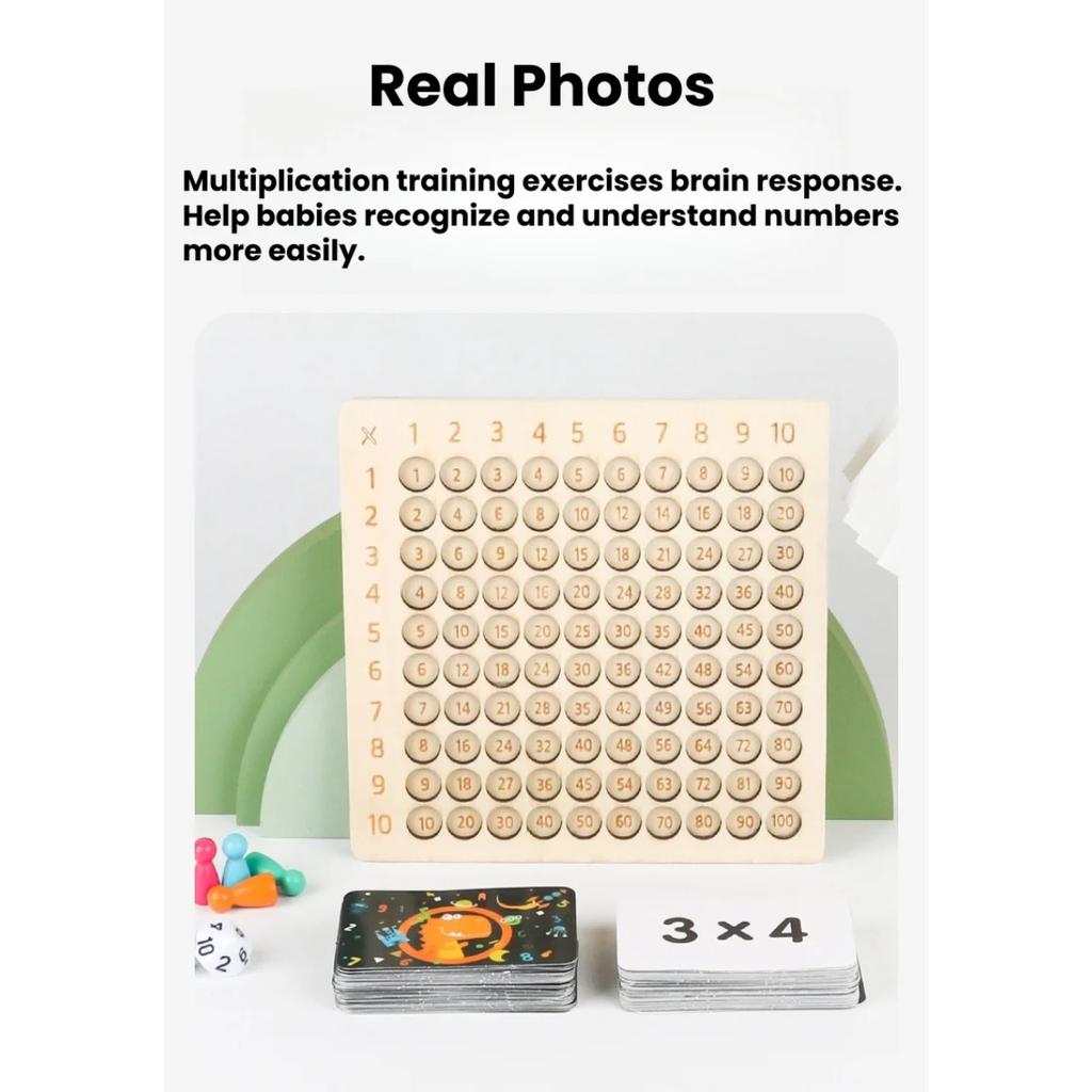 Wooden 99 Multiplication Board Montessori Arithmetic Toys Multiplication Table Math Learning Counting Teaching Aids for Kids