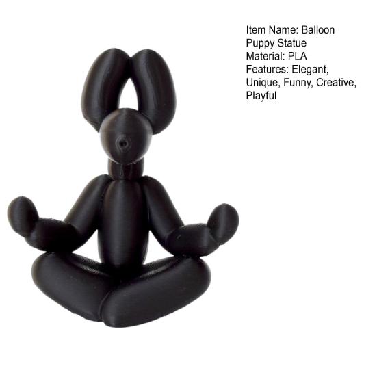 Small Meditation Dog Statue Funny Balloon Puppy Figurine Cute Animal Craft for Living Room Desktop Shelf Decor
