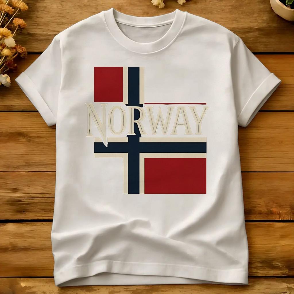 Norway Flag Design TShirt Unisex Y2k Basic TShirts Summer ONeck Harajuku Tees Hot Sale Big Size Tops