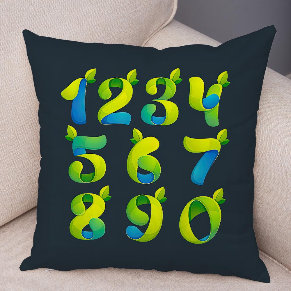 Creative Colorful Abstract Number Cushion Cover Double Sided Soft Polyester Home Decor Pillow Case