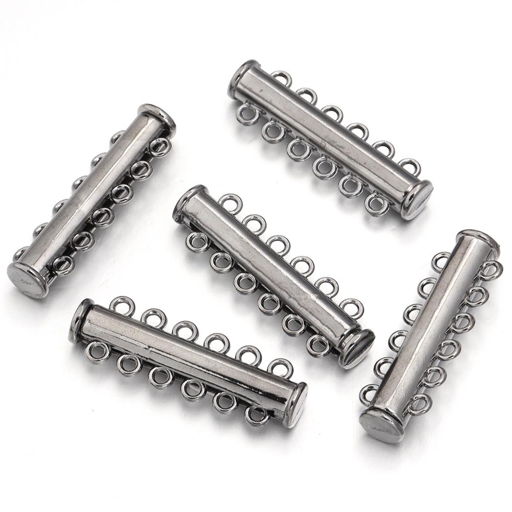 5Pcs 2/3/4/5/6/8 Holes Strong Magnetic Clasps Slide Tubes Lock Clasp Connectors DIY Bracelet Necklace Buckle Hook Jewelry Making