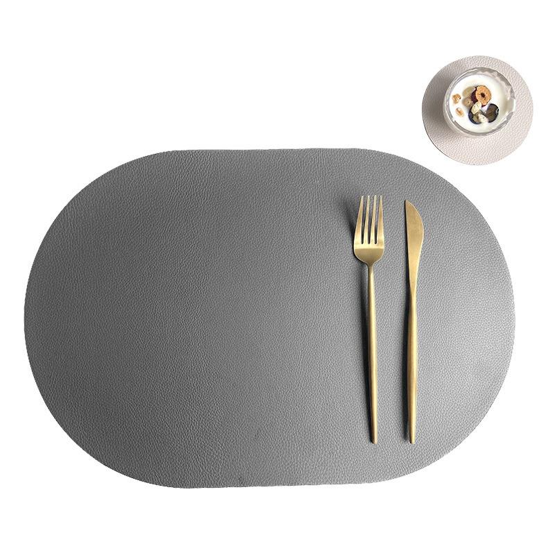 Nordic Elliptical Double-sided Tableware Pad Placemat PU Leather DiningTable Mat Heat Insulation Placemats Disc Coaster Placemat