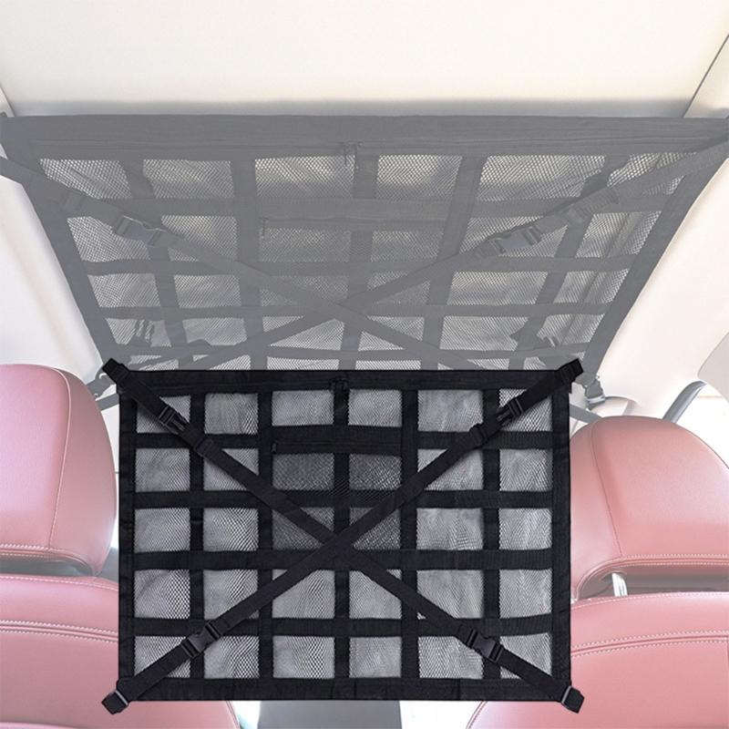 Soft Goods Roof Storage Net for Cars with Reinforced Mesh Panel and Four Point Roof Handle Mount for Cabin Order