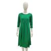 Women's Cotton Swing Dress Casual 45720 Sleeve Crew Neck Midi