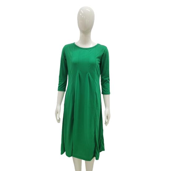 Women's Cotton Swing Dress Casual 45720 Sleeve Crew Neck Midi